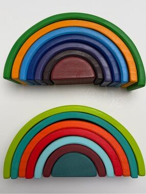 Colorful Wooden Rainbow Stacking Set - Multicolor(Sample—defective.⚠️）